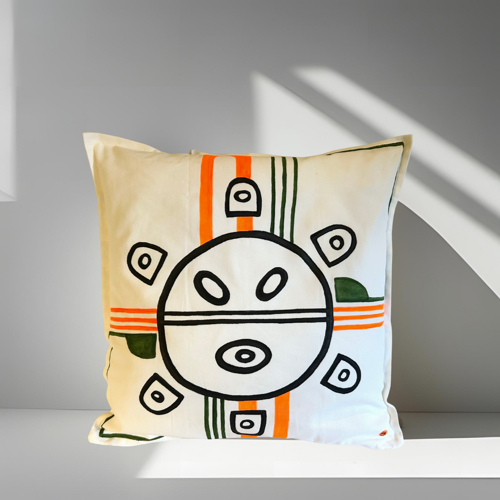 Coussin Lignes Sacrées - Blanc